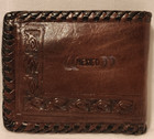 Vintage Men s Hand Tooled Leather Wallet Billfold Dark Brown