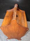 Vintage Butler Style Footed Wood Handled Double Door Sewing Box