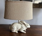 Crestview Collection Bunny Rabbit Resin Table Lamp Burlap Shade Cottage Easter 