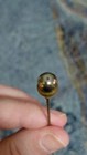 Antique Edwardian Blown Mercury Glass Hatpin 7  Turned Brass Collar Vintage   