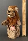 Hamiro Lion Hand Puppet   1960s Czech Vintage Art Silk Plush Button Eyes Toy