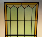 43  Tall Pair Of Antique French Stained Glass Window Panels Green   Yellow Glass