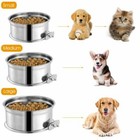 Stainless Steel Hanging Food Water Bowl Feeder Crate With Hook For Cat Pet Dog
