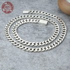 925 Sterling Silver Cuban Link Chain Necklace Men Women Solid Silver Gift