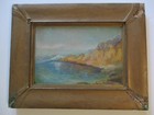 Antique Florence Bloser Oil Painting Coastal Beach Nautical Landscape Rare 1920