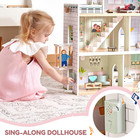 Large Pink Wooden Dollhouse With Furniture Dolls For Girls