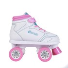Girls Sidewalk Roller Skates     White Youth Quad Skates  High-top Design  Begi   