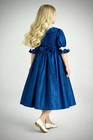 Vintage polly Flinders rare Hand-smocked Dress size 7 iridescent Navy Blue mint
