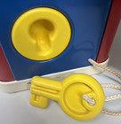 Vintage 80   s Ambi Toys Shape Sorting Cube Baby Education Toy Key Blue 