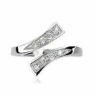 14k White Gold Plated Adjustable Toe Ring Simulated Diamond Women s
