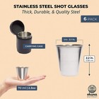 6 Pack Stainless Steel Shot Glasses With Leather Case  2 3 Fl Oz Metal Shooters