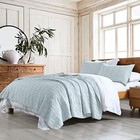  100  Cotton Quilt Set Size Pre-washed 3-piece Bedspread King Baby Blue