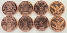 Copper Art Coins   Eight Piece Dinosaur Collector Set   Fine  999 Bullion Rounds