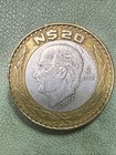 Bimetalic Mexican Coin Silver Center  hidalgo 1993 20 Nuevos Pesos Scarce   Rare