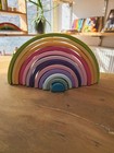 Wooden Rainbow Stacker Grimms Style  12-piece Pastel Montessori Toy