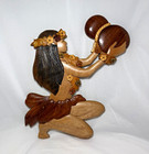 Aloha Wood Art Le Family Hula Girl With Ipu Wall Plaque Hawaii As-is