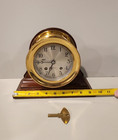 Chelsea Ship s Bell Clock On A Traditonal Mahogany Base With A Brass Case
