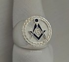 Masonic Ring Free Mason Ring Two Tone Masonic Symbol Band Masonic 925 Silver
