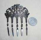 Antique Sterling Silver Scroll Hair Comb 3 