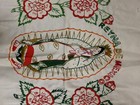 Reyna De Mexico Vintage Embroidered Cloth Religious Decor Mexican Folk Art