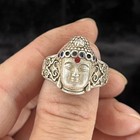 Tibetan Silver Copper Buddha Head Ring Vintage Thumb Bangle Amulet