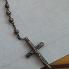 Metal Christian Beaded Rosary Necklace With Crucifix   Virgin Mary Medal