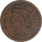 1853 Braided Hair Large Cent - Old Copper 