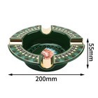 Lubinski Green Ceramic Cigar Ashtray Vintage Stand Cigar Holder 4 Cigars Round