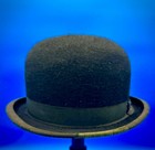 Antique Lock   Co Derby Bowler Hat Size 7  22     C 1900     Black Satin Liner