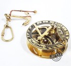 Vintage Beautiful Collectible Marine Compass W sundial Clock Bras Sun-clock