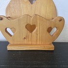 Vtg Wooden Country Heart Farmhouse Kitchen Wall Hanger Paper Plate Rack Holder 