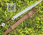 Hand Forged Carbon Steel Viking Sword Sharp Battle Ready Medieval With Scabbard