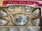 Vintage Blue Willow Porcelain 13 Piece Child s Tea Set With Original Box 