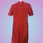 Red Lace Cheong-sam Style Dress Women   s Size M Mandarin Collar