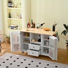 Kitchen Storage Cart W Wheels Features A Foldable Table Top Includes 2 Drawers