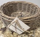 Round Woven Wicker Storage Basket  Beige  Freestanding 6-1 2    X 2-1 2    Terra