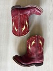 Vintage 50s Red   Cream Leather Inlay Toddler Cowboy Western Boots Acme Goodrich