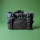 Vintage Leather Camera Case Brown Satchel small Carry-on Bag