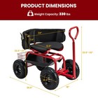 Rolling Garden Cart Height Adjustable Scooter With Swivel Seat   Tool Storage