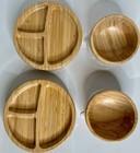 Lot Of 4 Avanchy Baby Munchkin Bamboo Section Plate Bowls Blue Suction