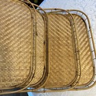 4 Vintage Mcm Bamboo Woven Rattan Wicker Serving Trays Tiki Bar