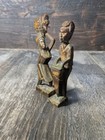 Pair Vintage Hand Carved Wood African Tribal Folk Art Sculptures Man Woman