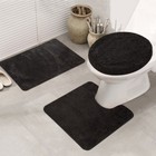 3pcs Bathroom Rug And Mat Set With Toilet Lid Cover Nonslip Absorbent