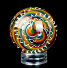 Bryan Trillas Glass Marble filigree Cane uv white Rainbow 1 1-1 2 Inch