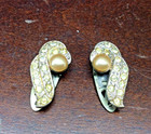Shoe Clips Vintage W clear Rhinestones   Faux Pearl Accents