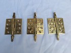 3 Victorian Eastlake Brass Door Hinges  Vtg Repros - 3 5  X 3 5  - Steeple Pins