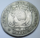 1848 Ecuador Quito Silver 2 Reales Genuine Antique 1800 s 2r Coin