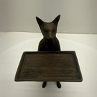 1994 Vintage Brass Butler Fox Desk Business Card Holder Valet Tray