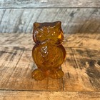 Vintage Amber Glass Owl Figurine Rustic Hand-blown Style Mid Century Home Decor