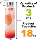 3 Packs Glass Water Bottles With Lid Clear Juice Reusable Bottle    